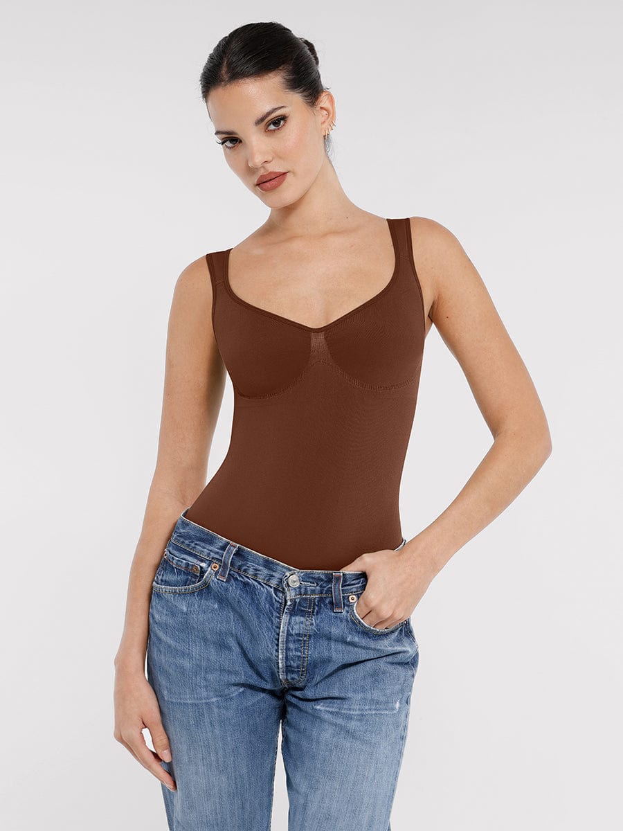 Wholesale Seamless Diamond Neck Bust Support Waist Control Panty Bodysuit