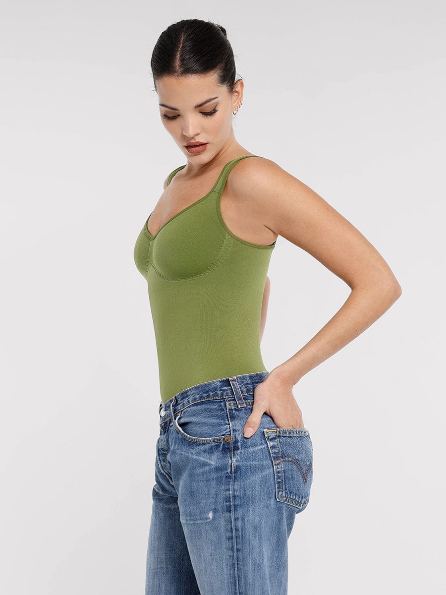 Wholesale Seamless Diamond Neck Bust Support Waist Control Panty Bodysuit