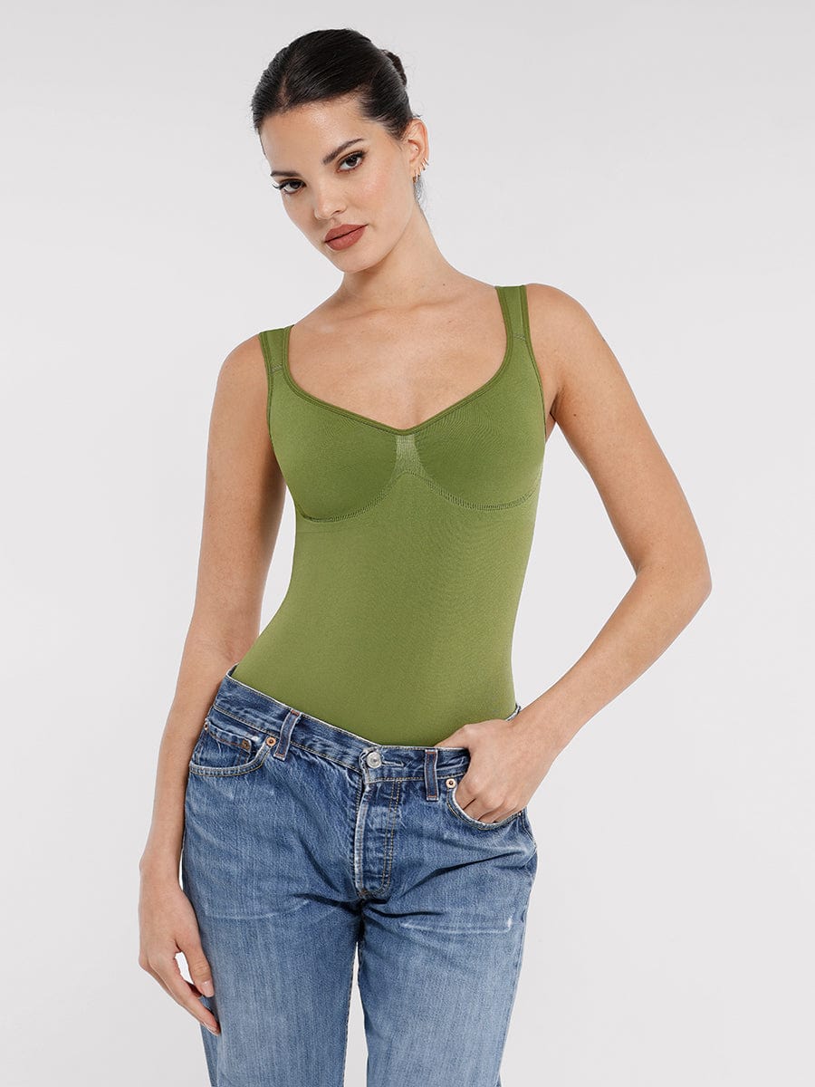Wholesale Seamless Diamond Neck Bust Support Waist Control Panty Bodysuit