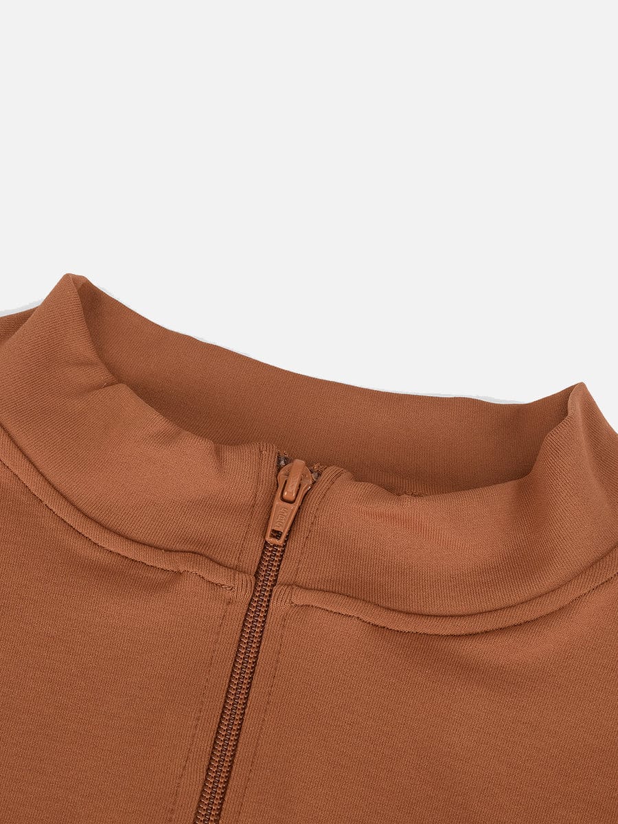 Wholesale Seamless Long Sleeve Zipper Thong Bodysuit